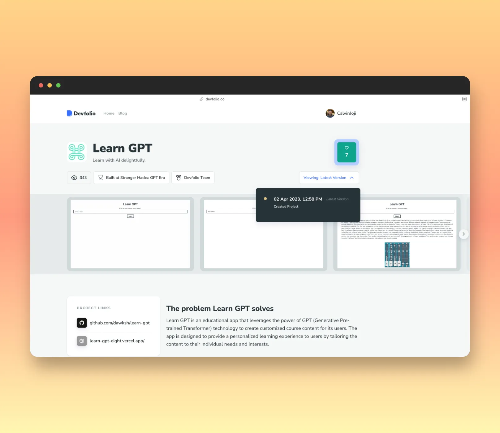 Project update UI
